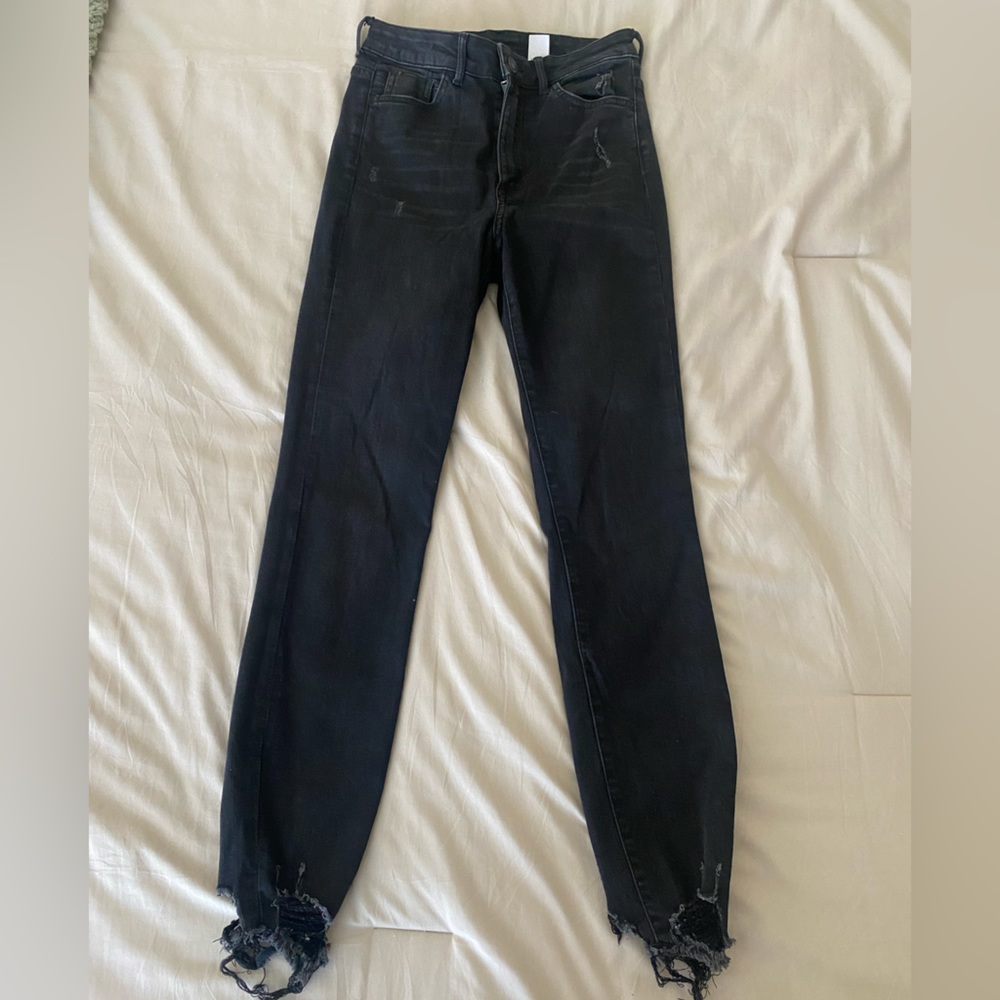 American Eagle Black Ripped Bottom Jeans